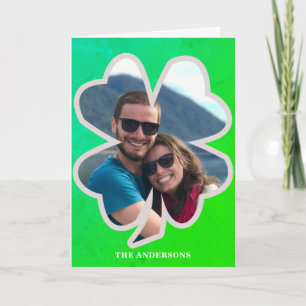 Green Shamrock st patrick's Day photo Card
