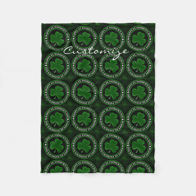 green Shamrock St Patrick's Day Thunder_Cove Fleece Blanket (Front)
