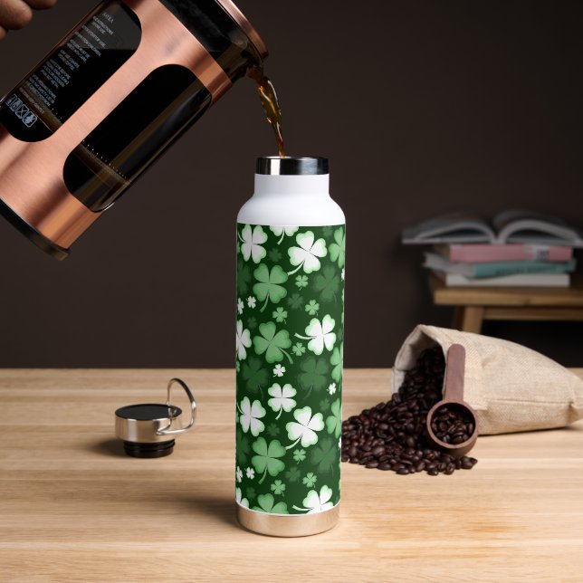 Green Shamrock, St. Patrick's Day Water Bottle (Coffee)