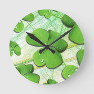 Green Shamrock St Patrick's iPhone 5 Case-Mate Round Clock