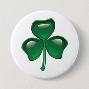 Green Shamrock Three-Leaf Clover 3 Inch Round Button