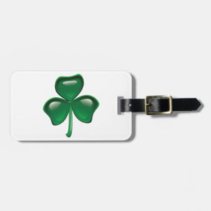Green Shamrock Three-Leaf Clover Luggage Tag