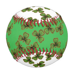Green Shamrock Vintage Clovers Irish Baseball