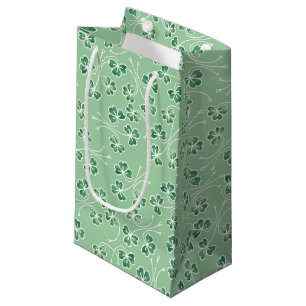 Green Shamrock White Outlines Petit sac cadeau