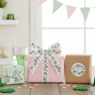 Green Shamrocks and Hearts 3" Grosgrain Ribbon