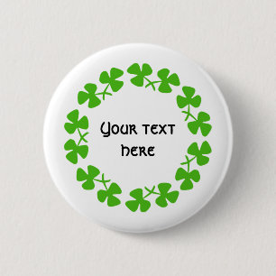 Green Shamrocks Border Add Text 2 Inch Round Button