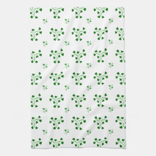 Green Shamrocks Circles Pattern Kitchen Towel