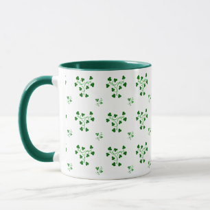 Green Shamrocks Circles Pattern Mug