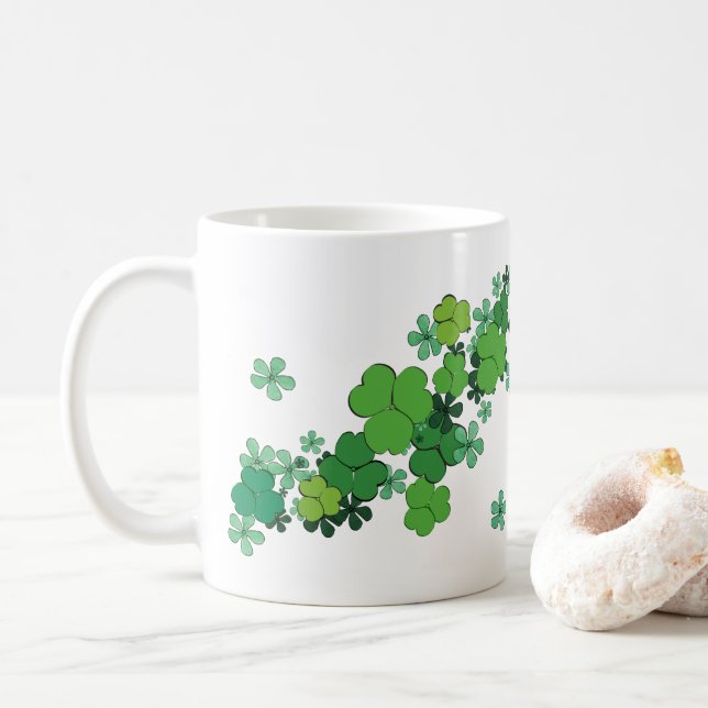 Green Shamrocks & Daisies Mug (With Donut)