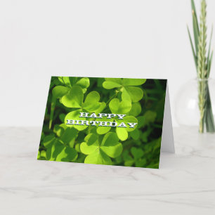 Green Shamrocks Happy Birthday Custom Card