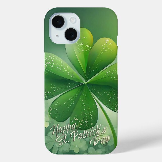 Green Shamrocks Happy St. Patrick's Day (7) c Case-Mate iPhone Case (Back)