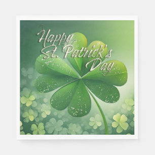Green Shamrocks Happy St. Patrick's Day (7) c Napkin