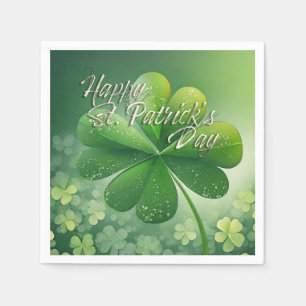 Green Shamrocks Happy St. Patrick's Day (7) c Napkin