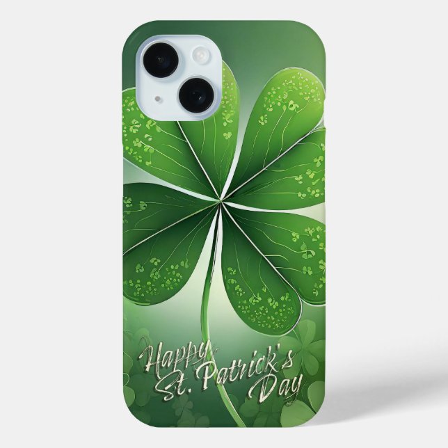 Green Shamrocks Happy St. Patrick's Day (8) c Case-Mate iPhone Case (Back)