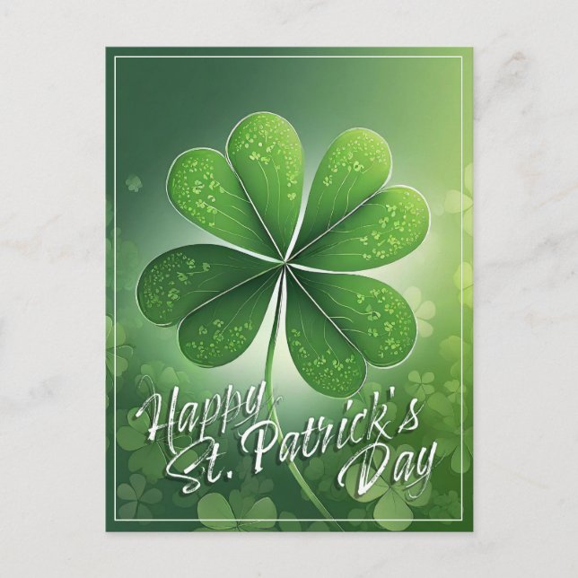 Green Shamrocks Happy St. Patrick's Day (8) c Holiday Postcard (Front)