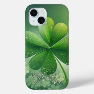 Green Shamrocks Happy St. Patrick's Day iPhone 15 Case