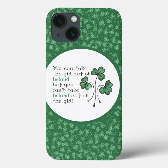 Green Shamrocks Irish Girl Quote iPad Case (Back)