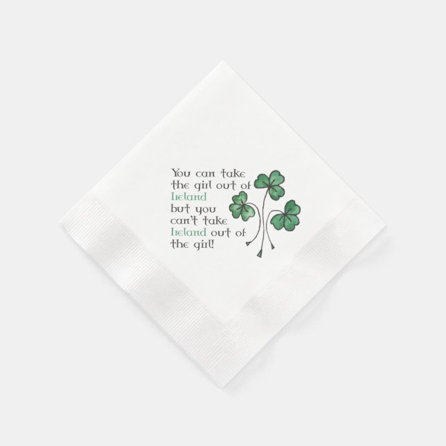 Green Shamrocks Irish Girl Quote Paper Napkins (Corner)