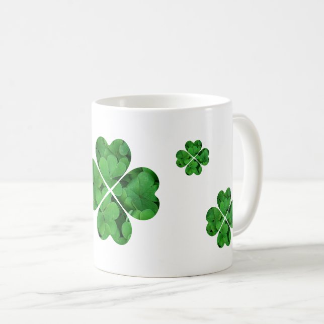 Green Shamrocks Irish St. Patrick's Day Coffee Mug (Front Right)