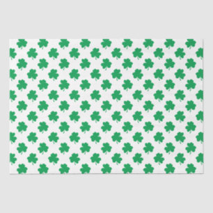 Green Shamrocks on White St.Patrick’s Day Clover Tissue Paper