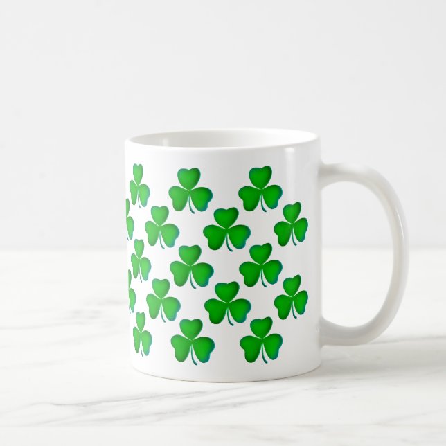 Green shamrocks Pattern Coffee Mug (Right)