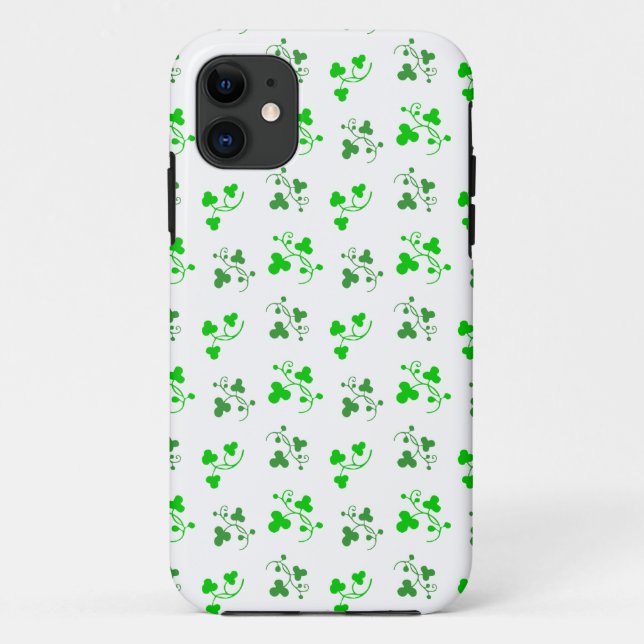 Green Shamrocks Pattern iPhone Case (Back)