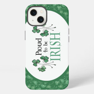 Green Shamrocks Pattern Proud to be Irish iPhone 13 Case