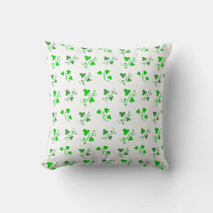 Green Shamrocks Pattern Throw Pillow