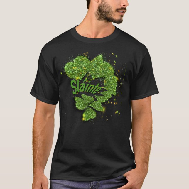 Green Shamrocks | sparkling hearts Shainte T-Shirt (Front)