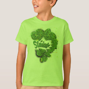 Green Shamrocks sparkling hearts ShainteT-Shirt T-Shirt