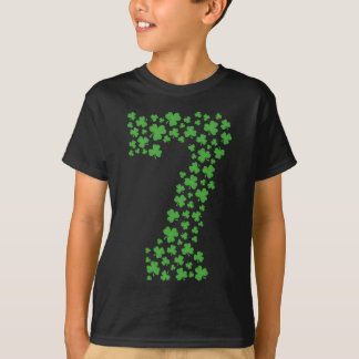 Green Shamrocks St Patricks Day 7 Year Old Boy Kid T-Shirt