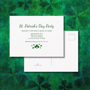 Green Shamrocks St. Patrick's Day Party Lucky Invitation Postcard