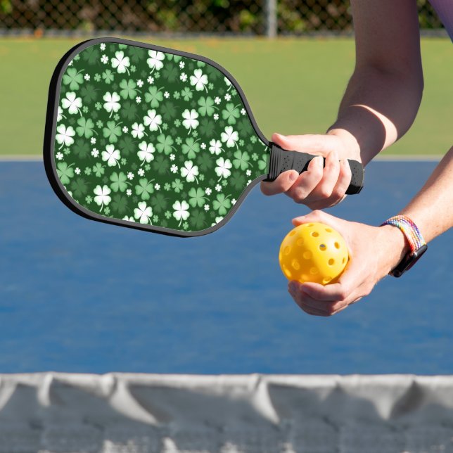 Green Shamrocks, St. Patrick's Day Pickleball Paddle (Insitu)