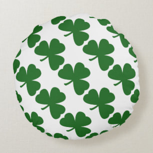 Green Shamrocks St. Patrick's Day Round Pillow