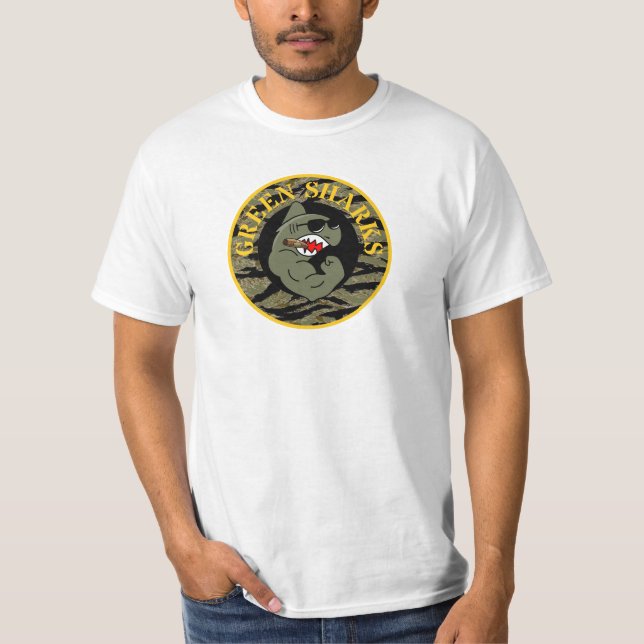 green sharks tiger stripe shirt (Front)