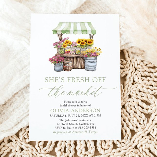 Green She’s Fresh Off The Market Bridal Shower Invitation (Green She’s Fresh Off The Market Bridal Shower Invitation)