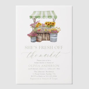 Green She’s Fresh Off The Market Bridal Shower Vellum Invitations