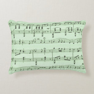 Green Sheet Music Accent Pillow