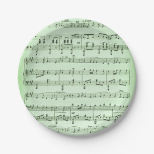 Green Sheet Music Paper Plate
