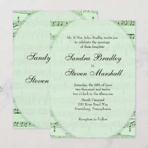 Green Sheet Music Theme Wedding Invitation