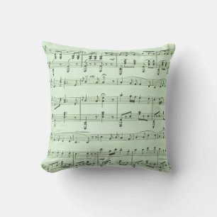 Green Sheet Music Throw Pillow