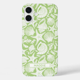 Green Shells Personalized iPhone 16 Plus Case