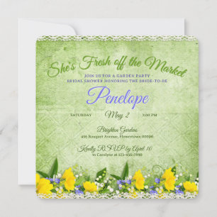 Green She's Fresh off the Market Garden Shower Invitation