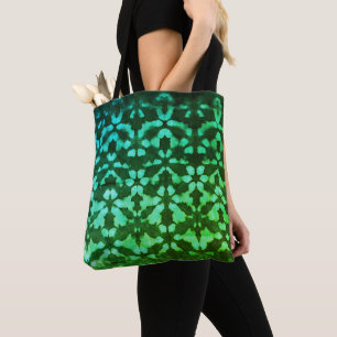 Green Shibori Print Pattern Tote Bag