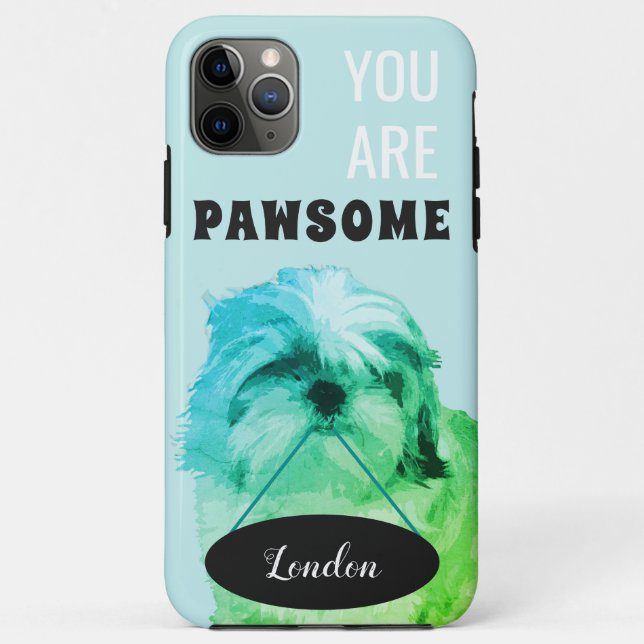 Green Shih Tzu iPhone 11 Pro Max Coque (Dos)