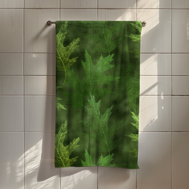 Green Shimmer Pretty Leaf Leaves Autumn Bath Towel Set (Creator Uploaded)