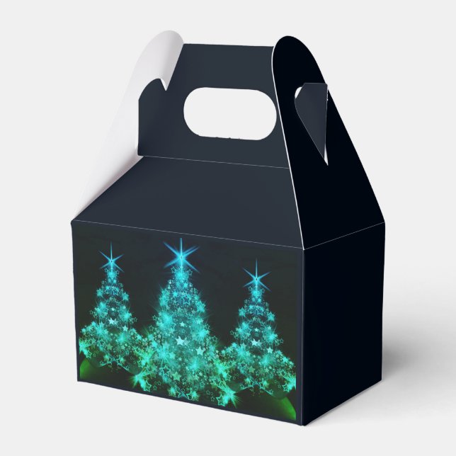 Green Shine of Stars on Christmas Tree Dark  Favor Box (Front Side)