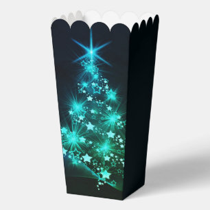 Green Shine of Stars on Christmas Tree Dark Favor Box