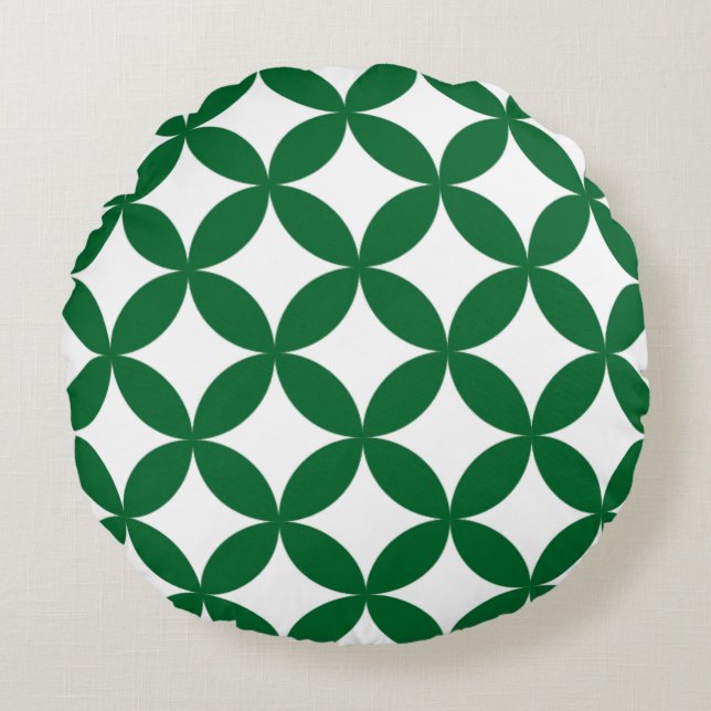 Green Shippo Coussin rond - japonais traditionnel  (Devant)
