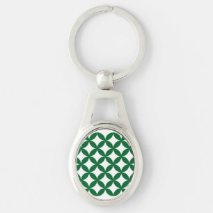 Green Shippo Oval Metal Keychain